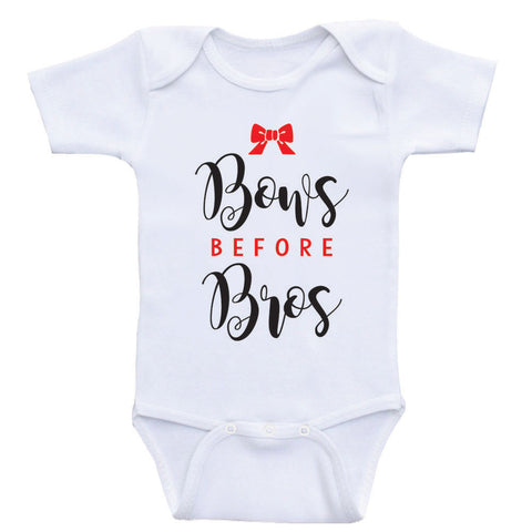 Clothes For Baby Girls "Bows Before Bros" Funny Baby Girl Shirts