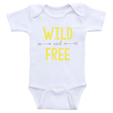 Hipster One Piece Baby Shirt "Wild and Free" Cute Baby Bodysuit