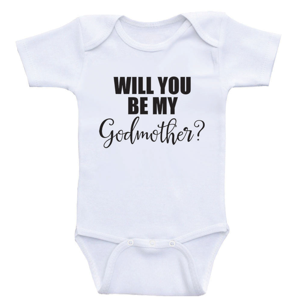 Will You Be My Godmother Baby One Piece Bodysuit Clothes – Heart