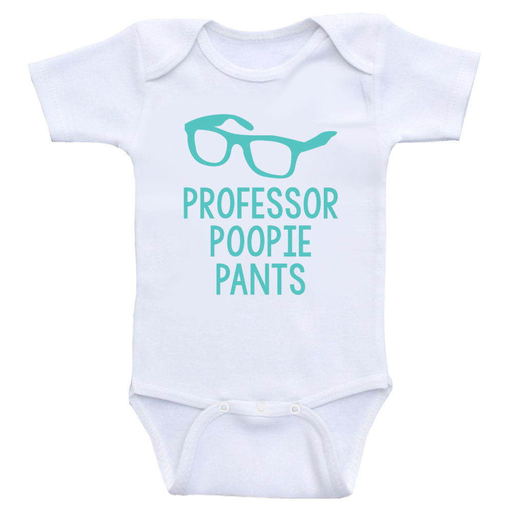 Baby Boy Shirts "Professor Poopie Pants" Funny One-Piece Baby Clothes