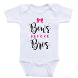 Clothes For Baby Girls "Bows Before Bros" Funny Baby Girl Shirts
