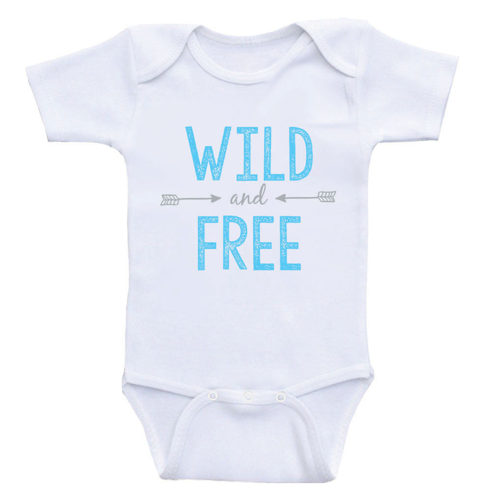 Hipster One Piece Baby Shirt "Wild and Free" Cute Baby Bodysuit