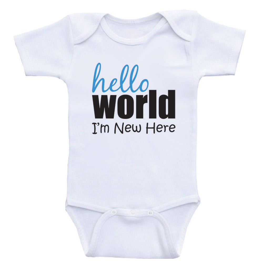 One Piece Baby Shirts "Hello World I'm New Here" Unisex Newborn Baby Clothes Bodysuits