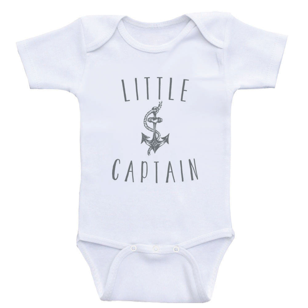 Nautical Baby Boy Clothes "Little Captain" Anchor Baby Shirt Bodysuits