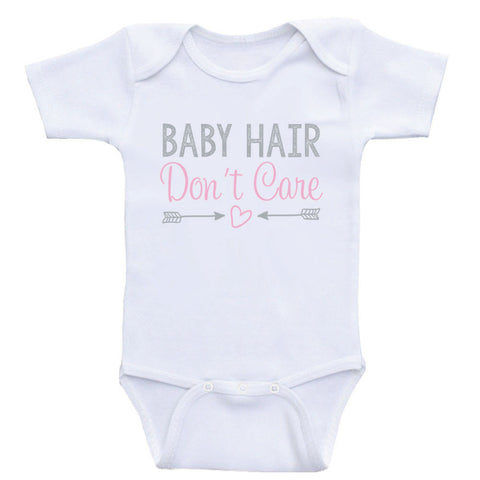 Newborn Baby Clothes "Baby Hair Don't Care" Funny Cute Baby Bodysuits