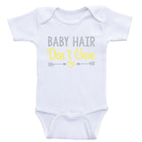 Newborn Baby Clothes "Baby Hair Don't Care" Funny Cute Baby Bodysuits