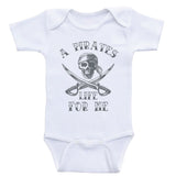 Pirate Nautical Baby Clothes "A Pirates Life For Me" One-Piece Baby Shirts