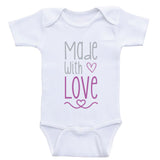 Baby Onesies "Made With Love" Cute Baby Clothes Bodysuits