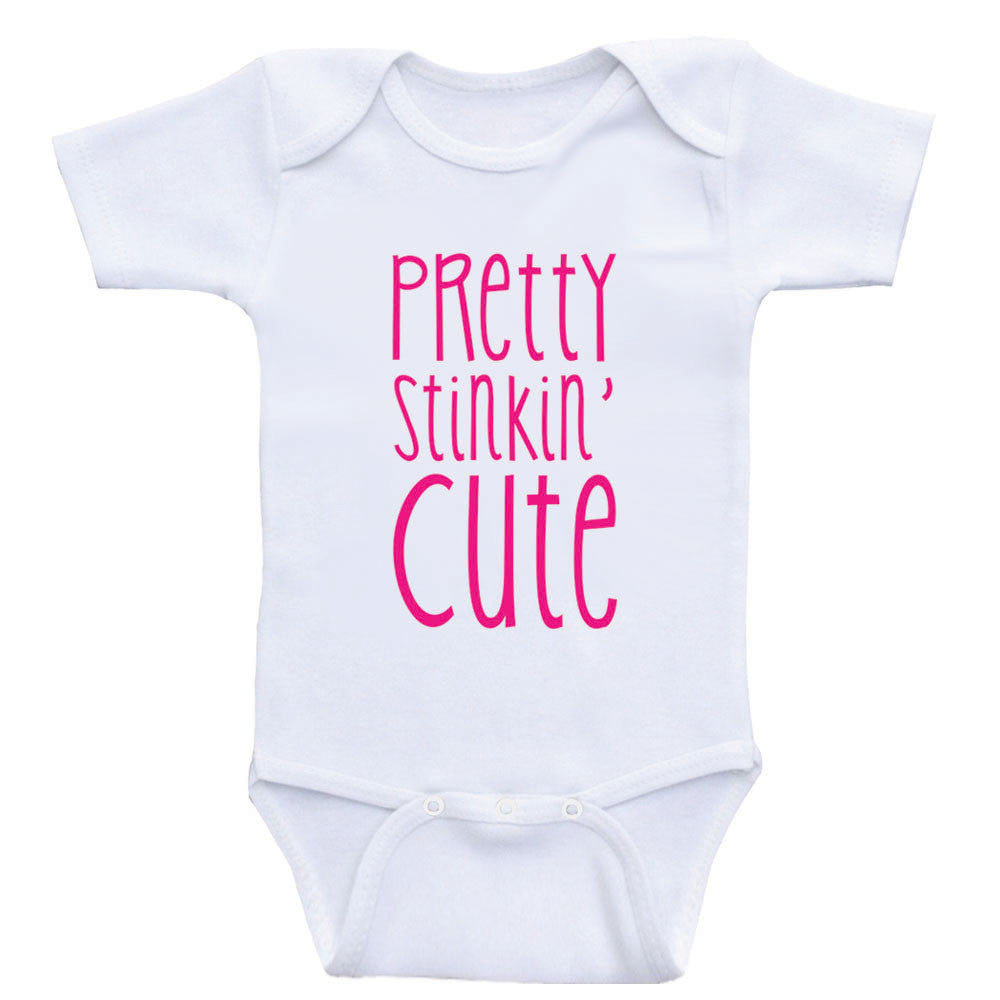 Cute Baby Clothes "Pretty Stinkin' Cute" Unisex Baby One-Piece Bodysuits